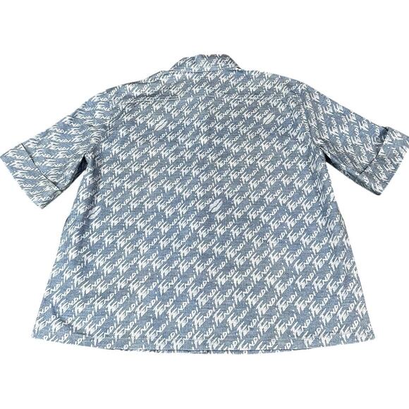 Fendi Denim Short Sleeve Button Up Shirt Blue Size 40 NWT - Picture 7 of 8